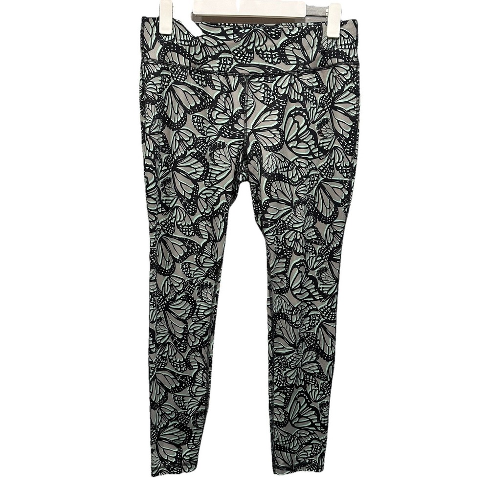 Danskin Now Fitted Active Leggings Women's Medium Gray Butterfly Print Workout